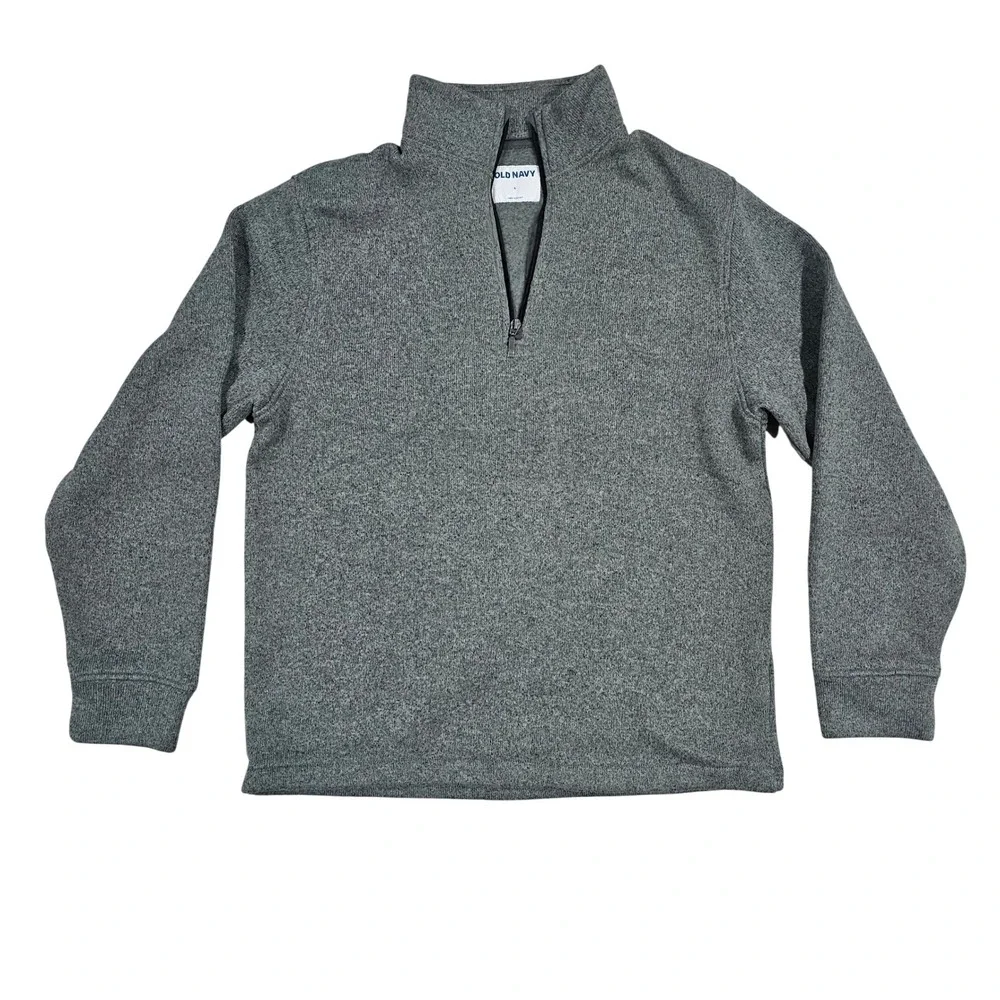 Old Navy Men L Gray Quarter Zip Fleece Pullover Sweater Knit